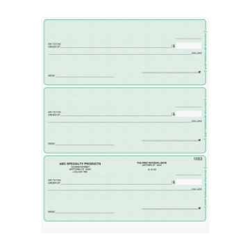 Quickbooks 3-On-a-Page Business Laser Checks w/ Imprint