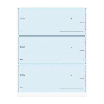 3-On-a-Page Blue Business Laser Checks