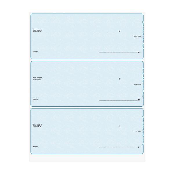 3-On-a-Page Blue Business Laser Checks