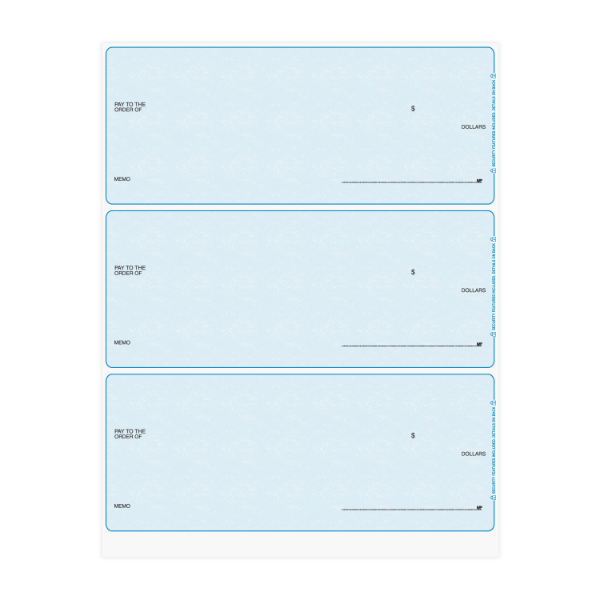 3 On-a-Page Blue Business Laser Checks w/ Imprint